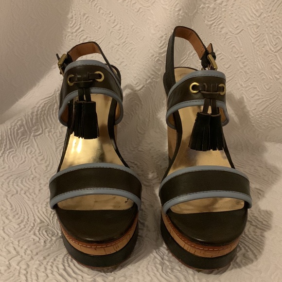 Coach Guileietta Wedge Sandal Blue & Cork Size 9.5 - Picture 2 of 11